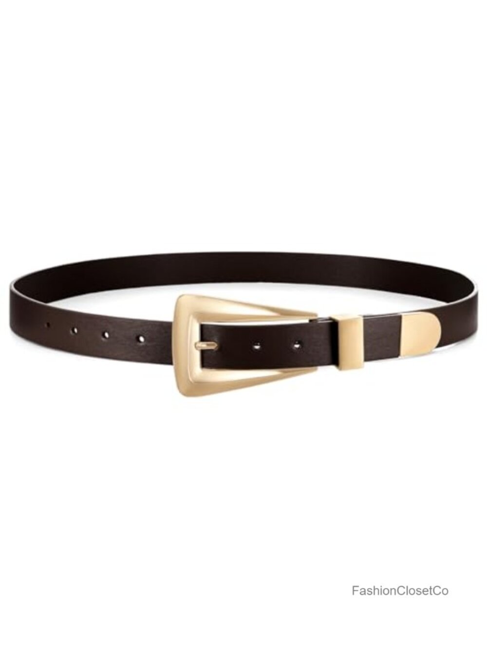 Women's Faux Leather Waist Belt Gold Buckle Western Style